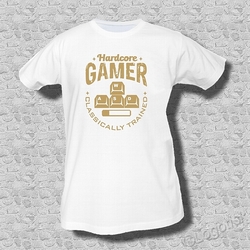 Pánské tričko Gamer zlatý-stříbrný potisk