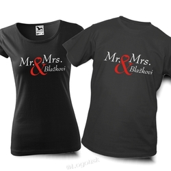 Trička Mr.&Mrs. jméno nebo datum na přání