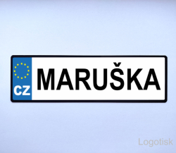 SPZ na kočárek-potisk na přání - barva bílá - ukázka z výroby Logotisk