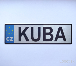 SPZ na kočárek-potisk na přání - barva stříbná - ukázka z výroby Logotisk
