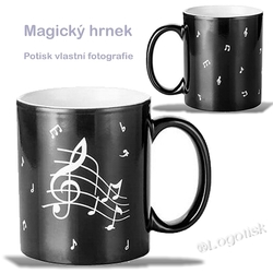 Magický hrnek gravírovaný motiv noty-tisk vlastní fotografie