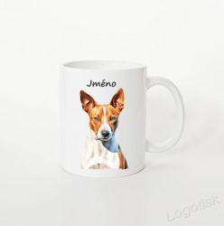 Kolekce hrnků s potiskem BASENJI se jménem