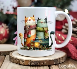 Vánoční hrnek potisk KOČKY