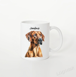 Kolekce hrnků s potiskem RHODÉSKÝ RIDGEBACK se jménem 