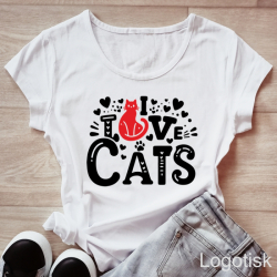 Dámské triko potisk kočka I LOVE CATS