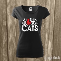 Dámské triko potisk kočka I LOVE CATS