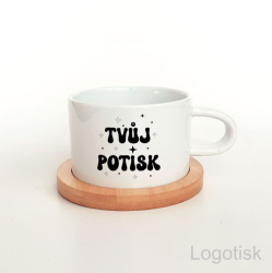 Hrnek s podtáckem MAKRONKA s potiskem