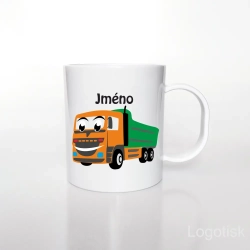Plastový dětský hrnek NÁKLAĎÁK se jménem