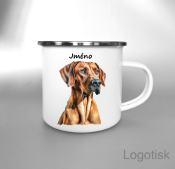 Kolekce hrnků s potiskem RHODÉSKÝ RIDGEBACK se jménem 