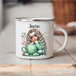 Hrnek s potiskem DÍVKA s šálkem kávy
