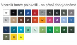 Polokošile potisk na přání - vzorník barev polokošil - na přání doobjednáme