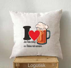 Polštář s potiskem MILUJI PIVO
