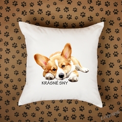 Polštář potisk Corgi - KRÁSNÉ SNY