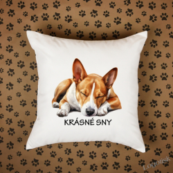 Polštář potisk BASENJI - KRÁSNÉ SNY