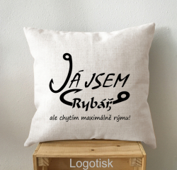Polštář s vtipným potiskem JÁ JSEM RYBÁŘ