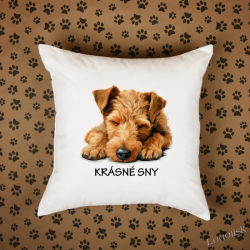 Polštář potisk Velšteriér - KRÁSNÉ SNY