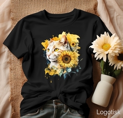 Dámské tričko s KOČKOU v květinách