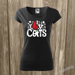Dámské triko potisk kočka I LOVE CATS