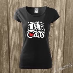 Dámské tričko potisk s kočkou I LOVE CATS