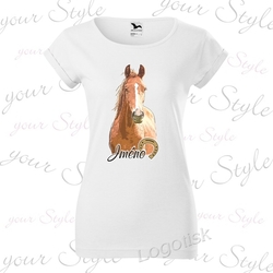 Dámské tričko s koněm a podkovou-jméno na přání