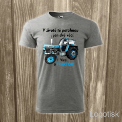 Tričko potisk s traktorem - VÍRA A TRAKTOR