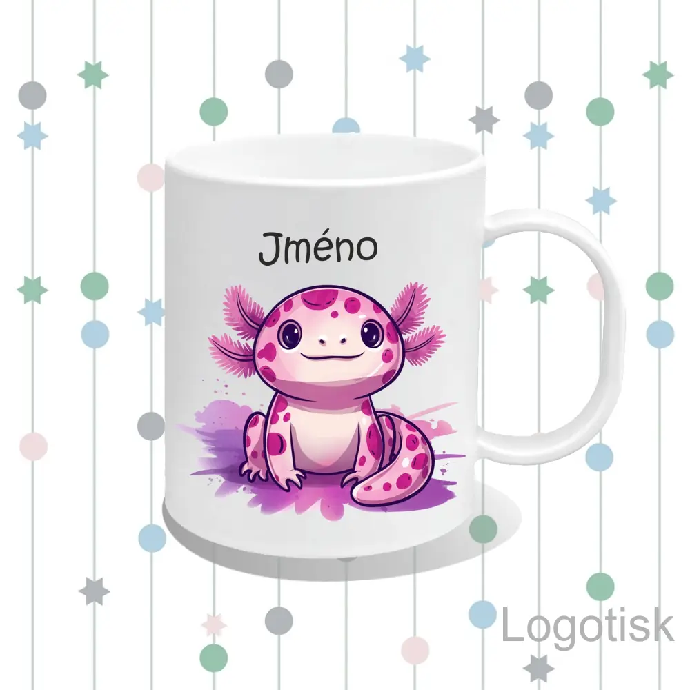 Plastový hrnek potisk AXOLOTL se jménem
