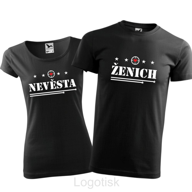Trička military potisk NEVĚSTA A ŽENICH