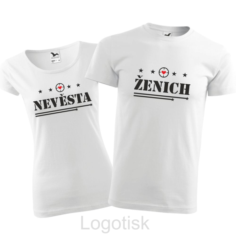 Trička military potisk NEVĚSTA A ŽENICH