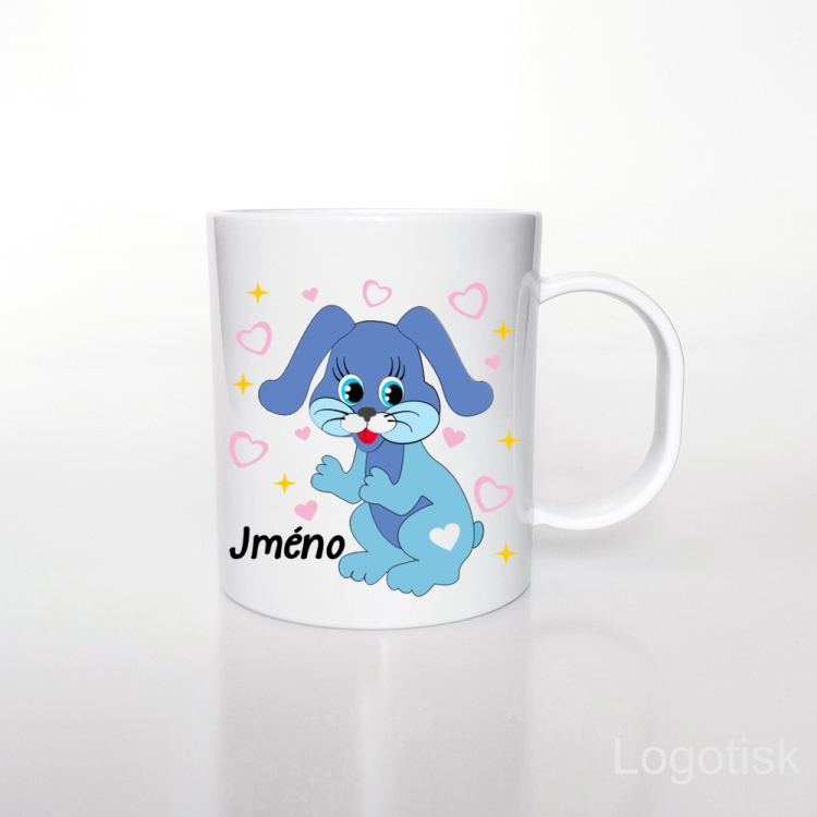 Plastový hrnek potisk KRÁLÍČCI se jménem