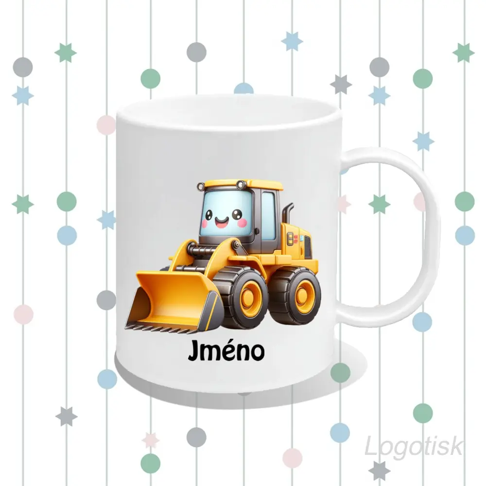 Plastový hrnek potisk NAKLADAČ se jménem