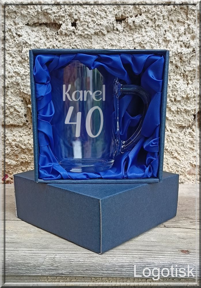 Pískovaný pivní půllitr Narozeniny-dárková krabička